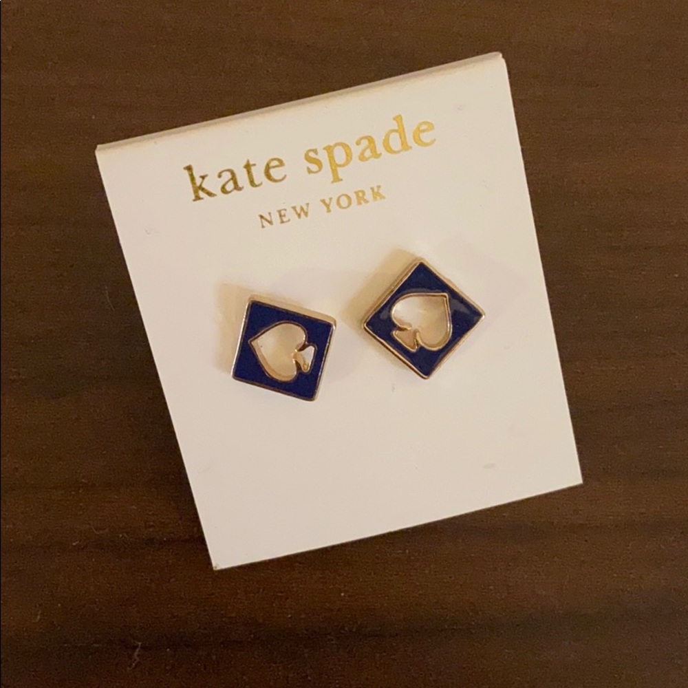 Kate Spade Navy & Gold Logo Stud Earrings